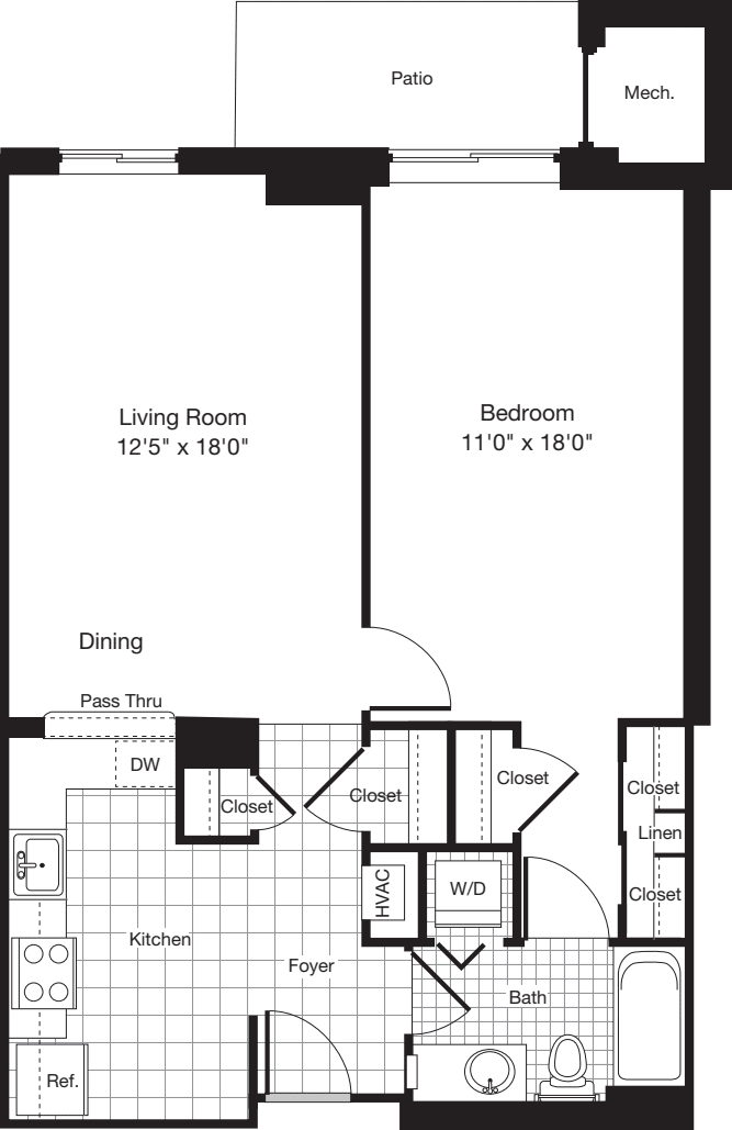 1 Bedroom S floorplan