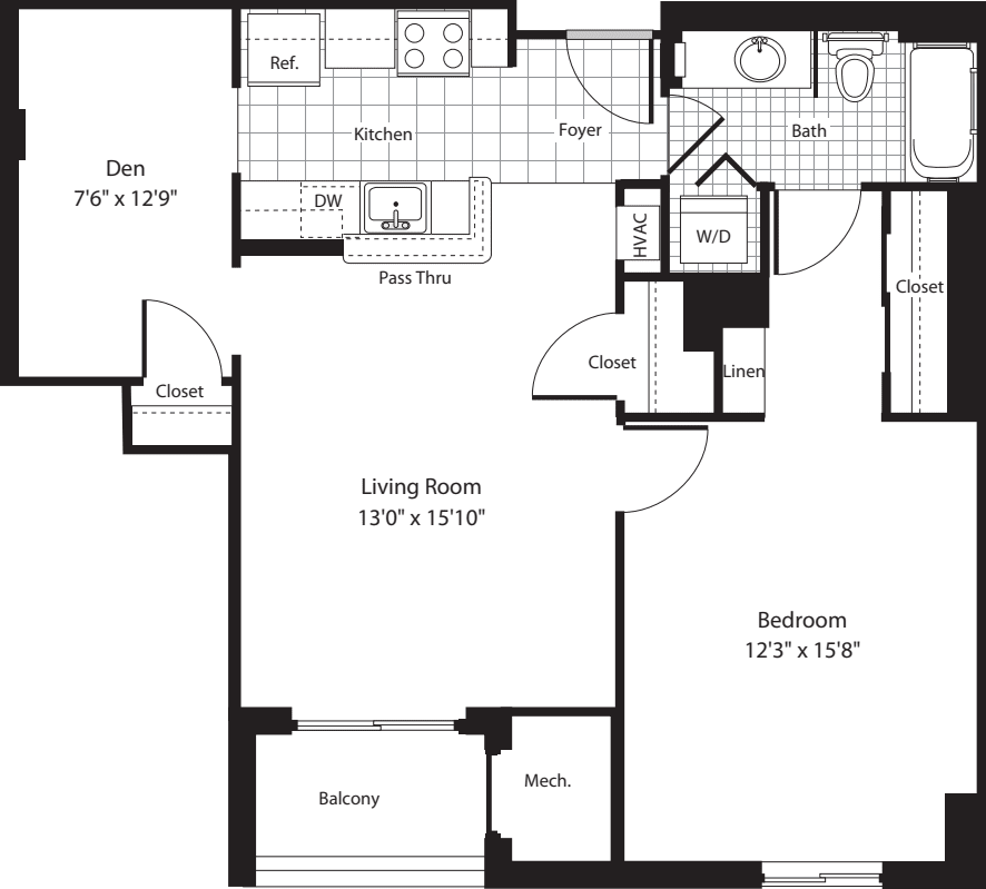 1 Bedroom T floorplan