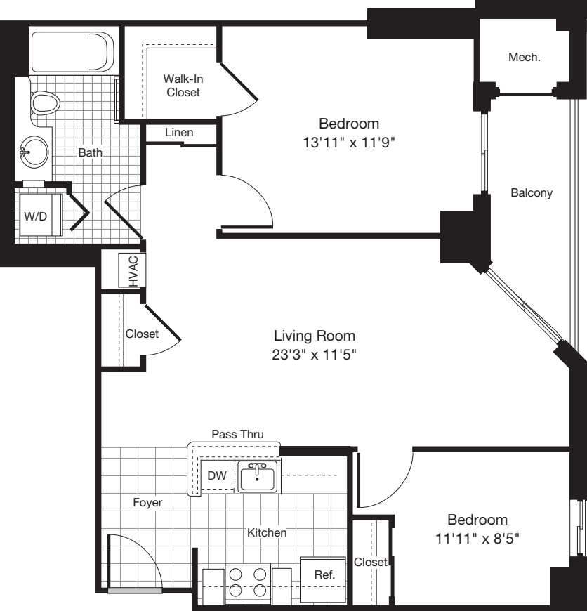 2 Bedroom CC floorplan
