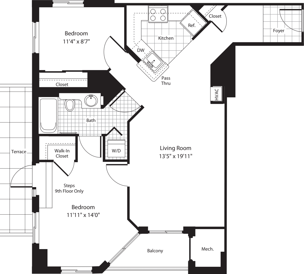 2 Bedroom AA floorplan