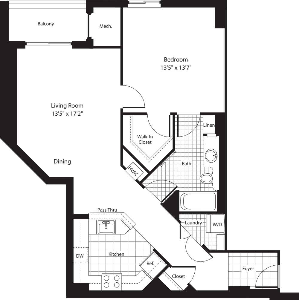 1 Bedroom BB floorplan