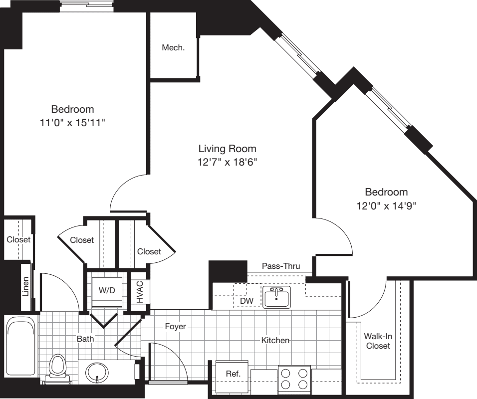 2 Bedrooms F floorplan
