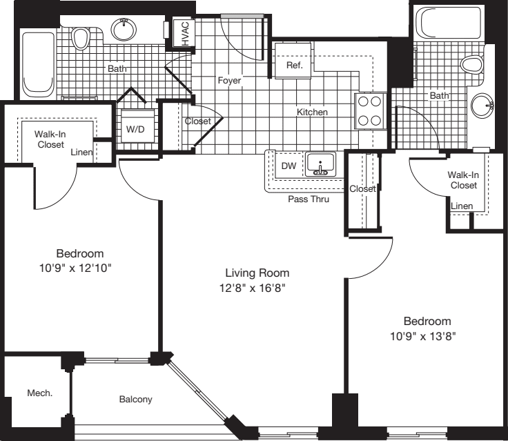 2 Bedrooms I floorplan