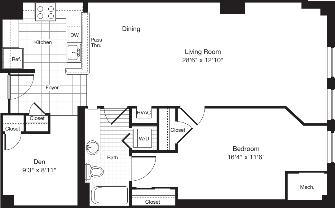 1 Bedroom DD floorplan