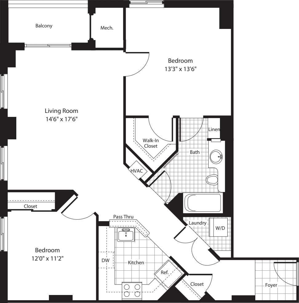 2 Bedroom BB floorplan