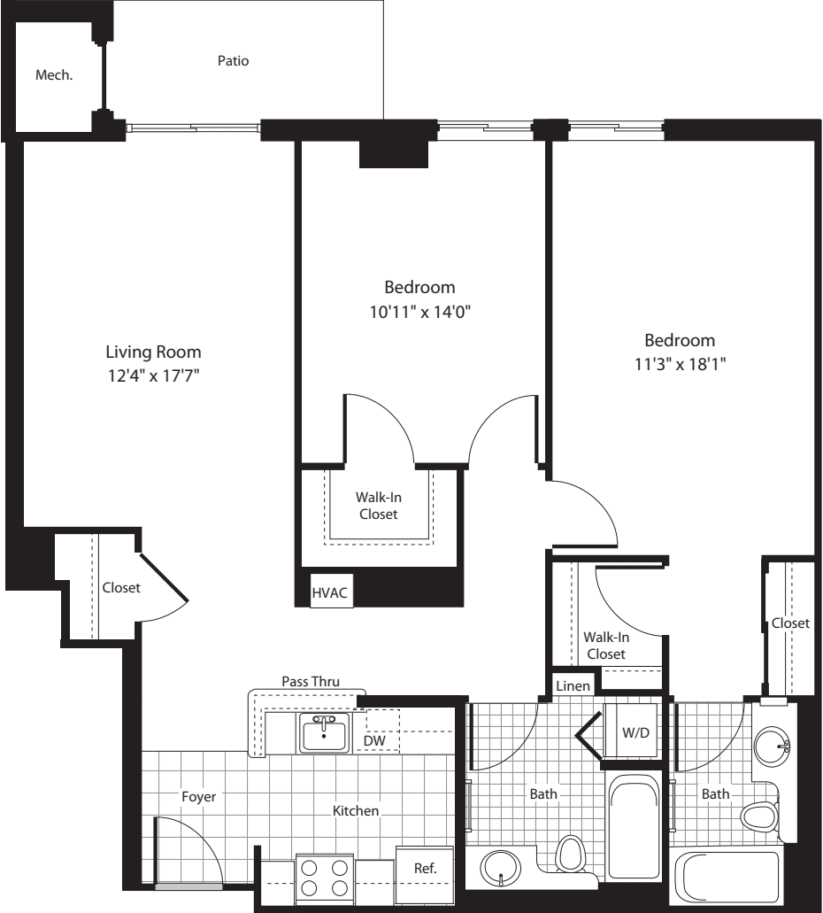 2 Bedrooms O floorplan