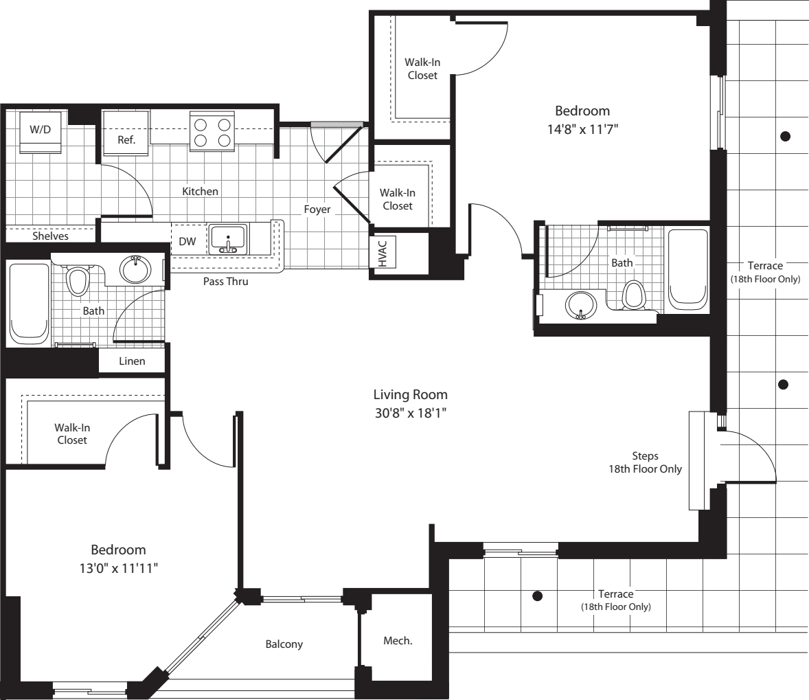 2 Bedrooms S floorplan