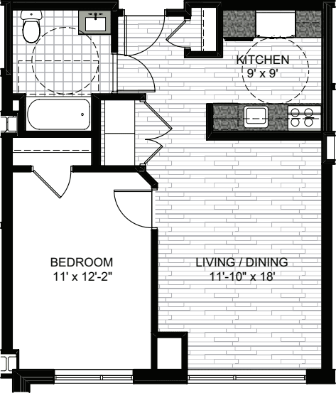 1 Bedroom B floorplan