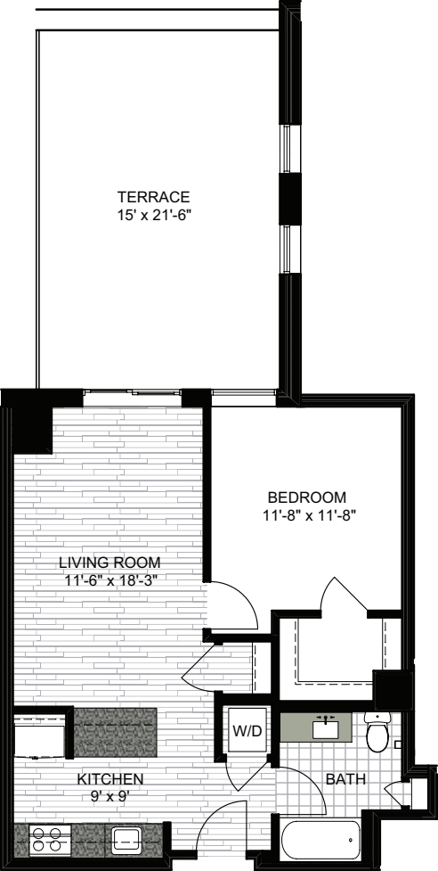1 Bedroom D floorplan