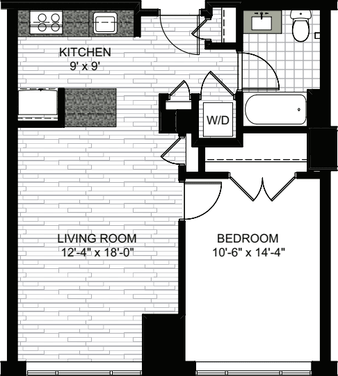 1 Bedroom F floorplan