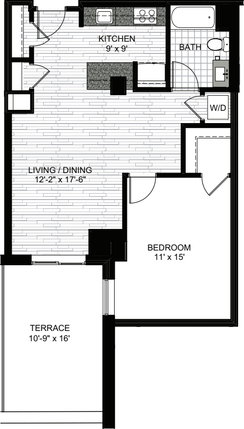1 Bedroom K floorplan