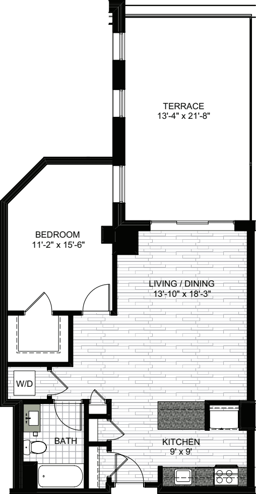 1 Bedroom P floorplan