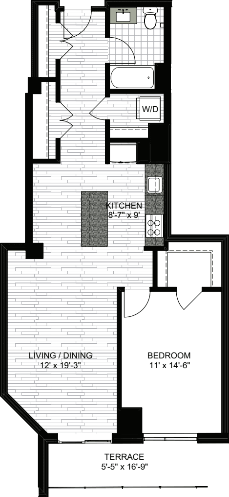 1 Bedroom R floorplan