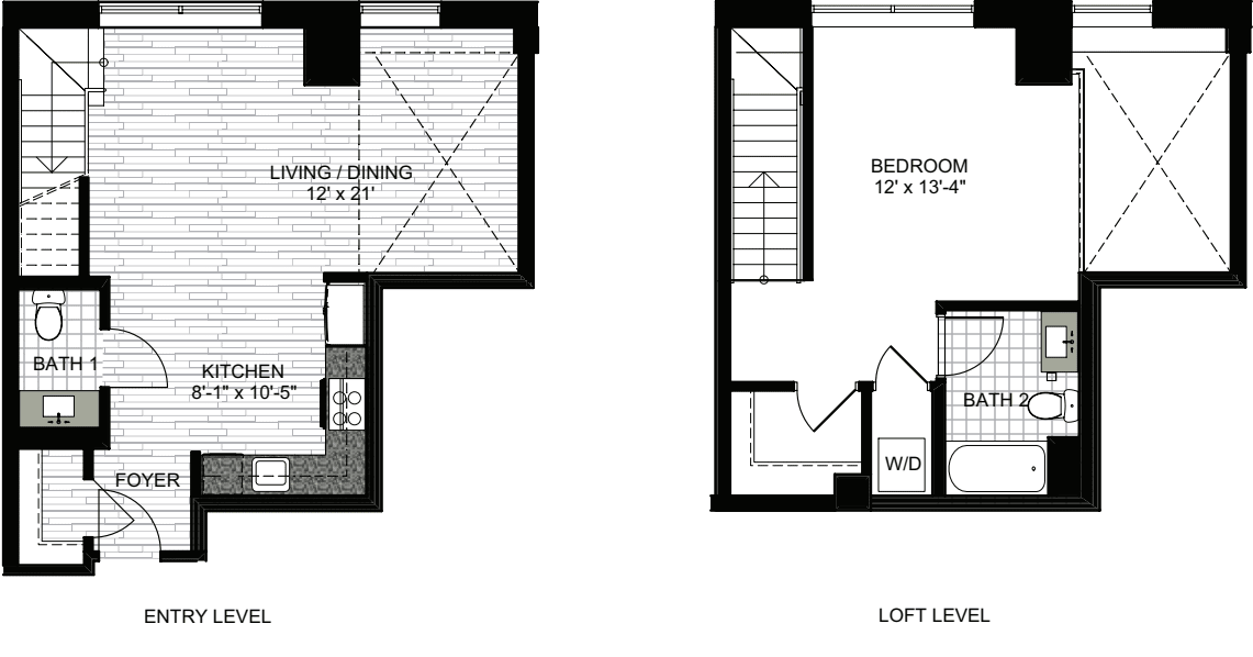 1 Bedroom U floorplan