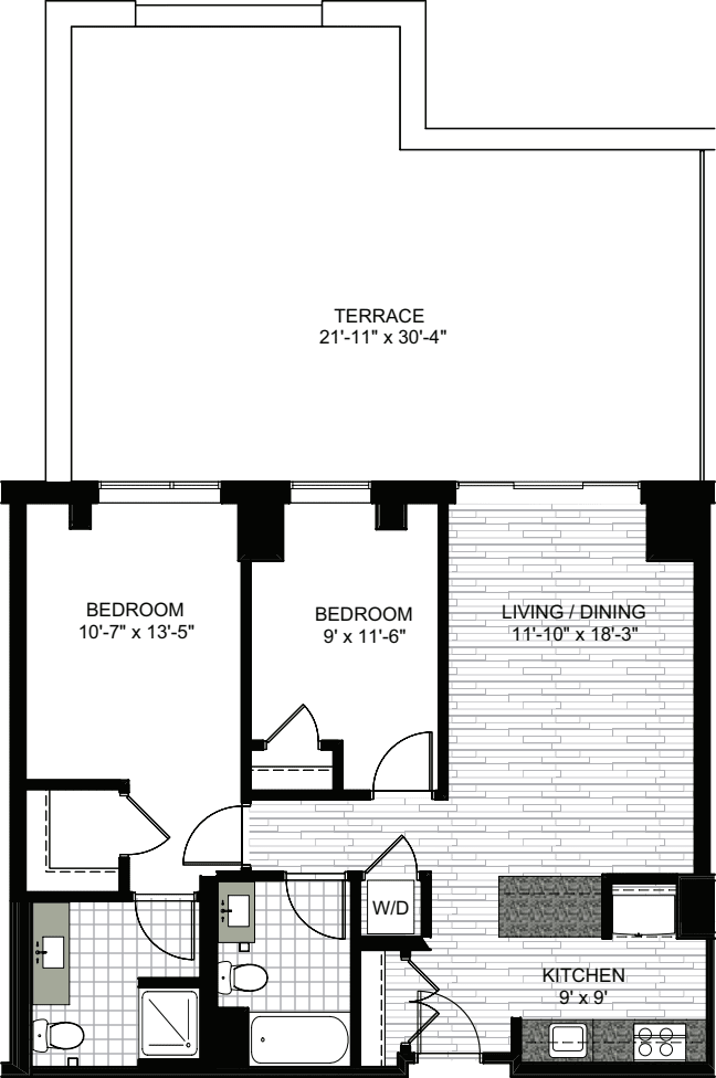 2 Bedrooms C floorplan