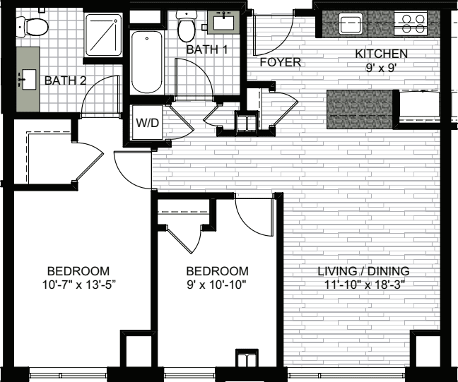 2 Bedrooms E floorplan