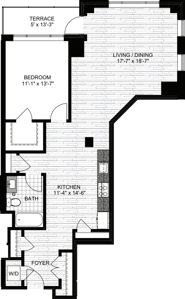 1 Bedroom Z floorplan
