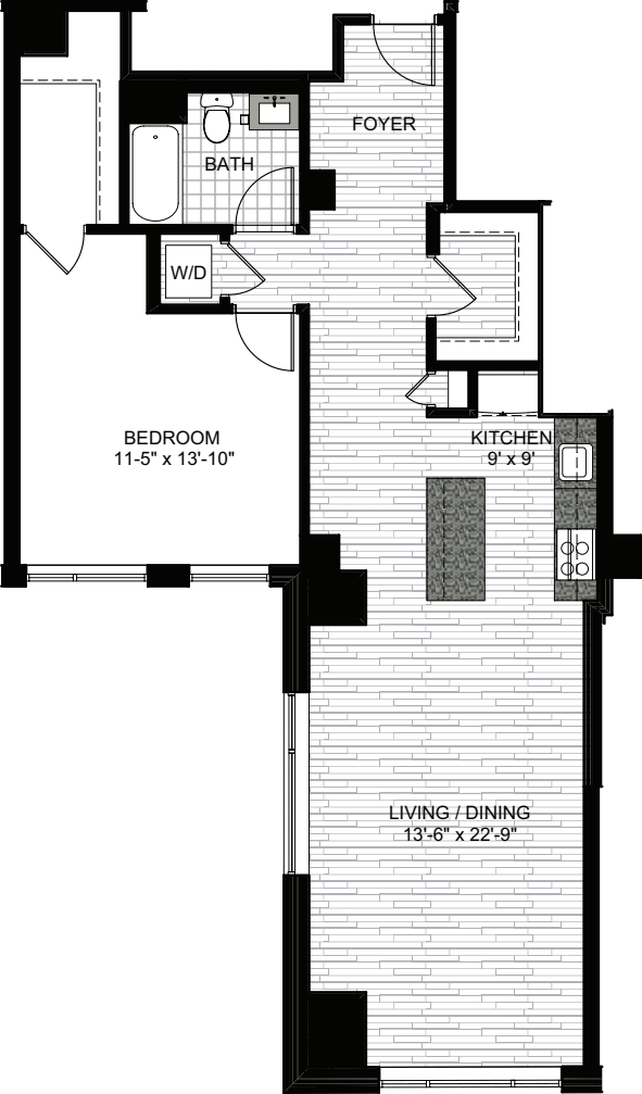1 Bedroom GG floorplan