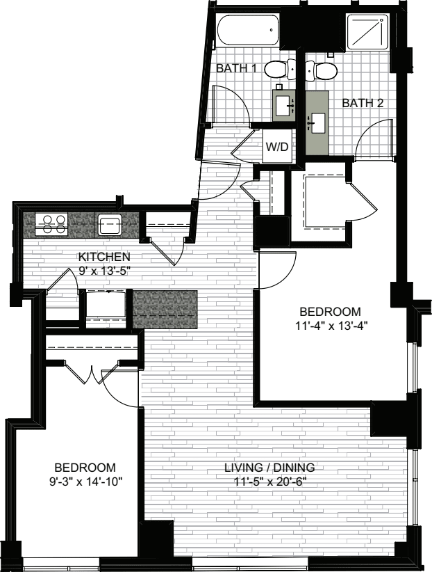 2 Bedrooms I floorplan