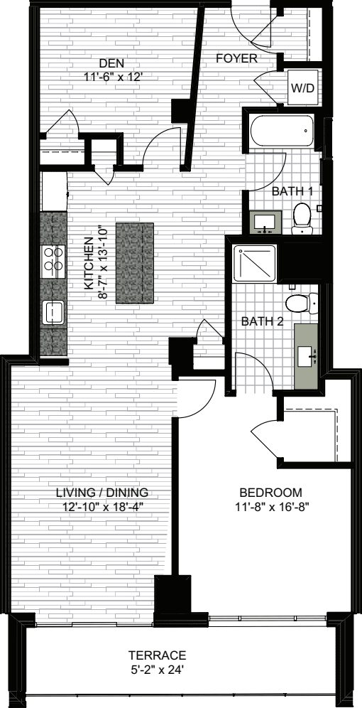 1 Bedroom LL floorplan