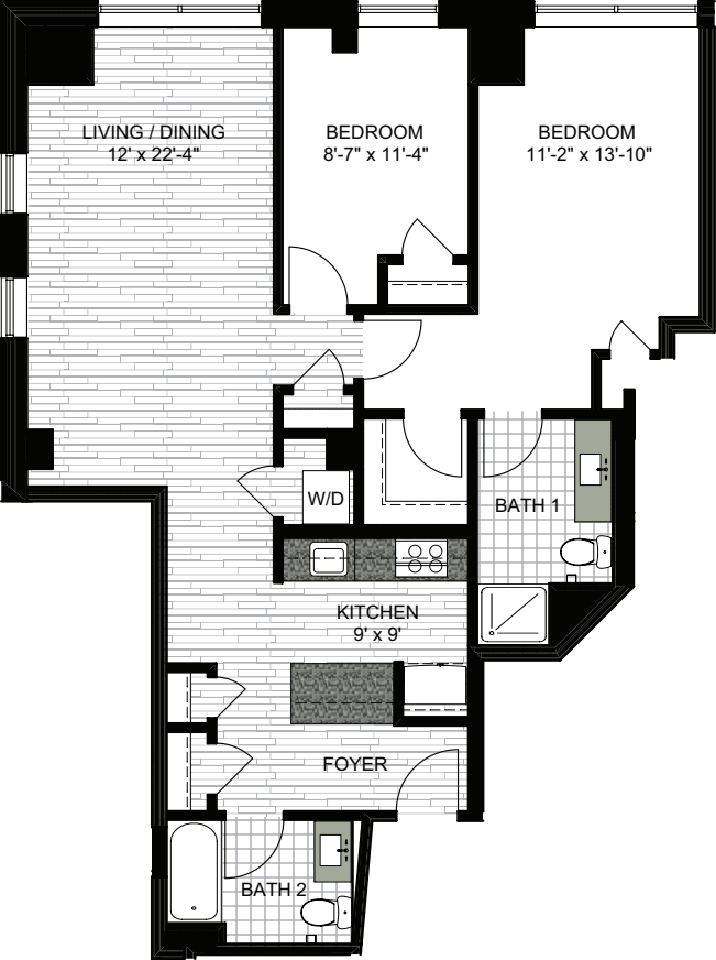 2 Bedrooms M floorplan