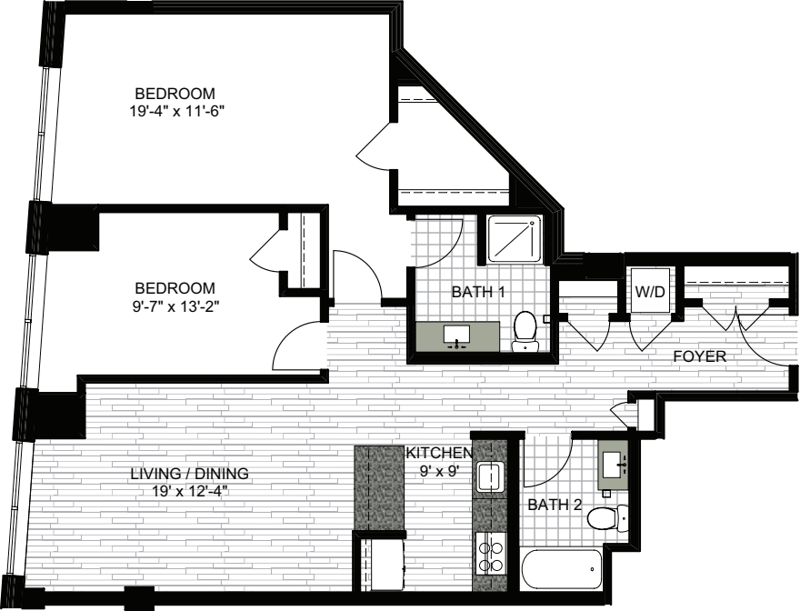 2 Bedrooms P floorplan