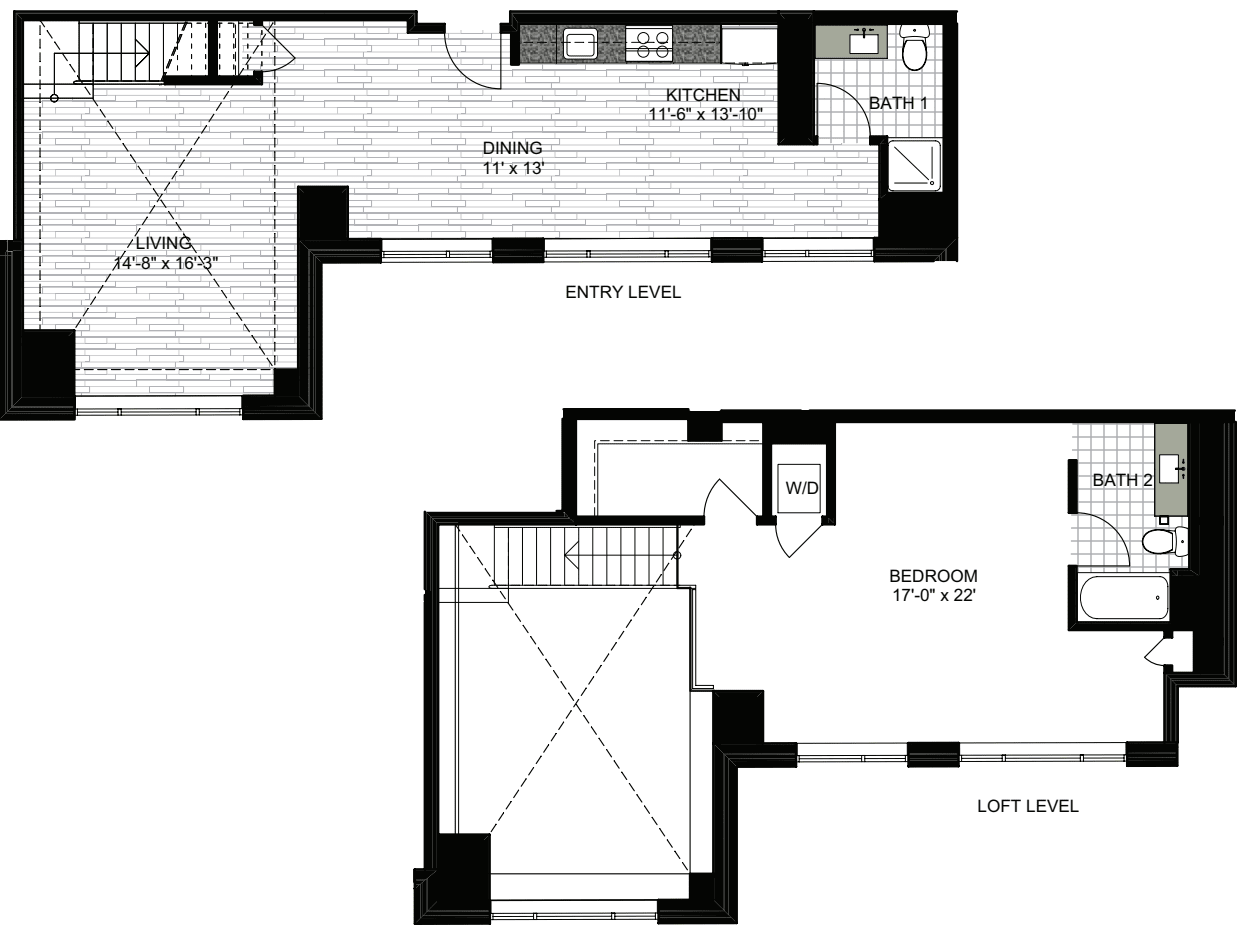 1 Bedroom UU floorplan