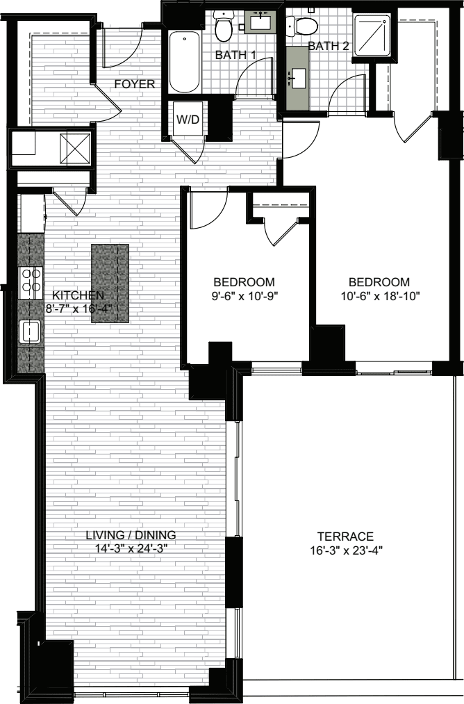 2 Bedrooms T
