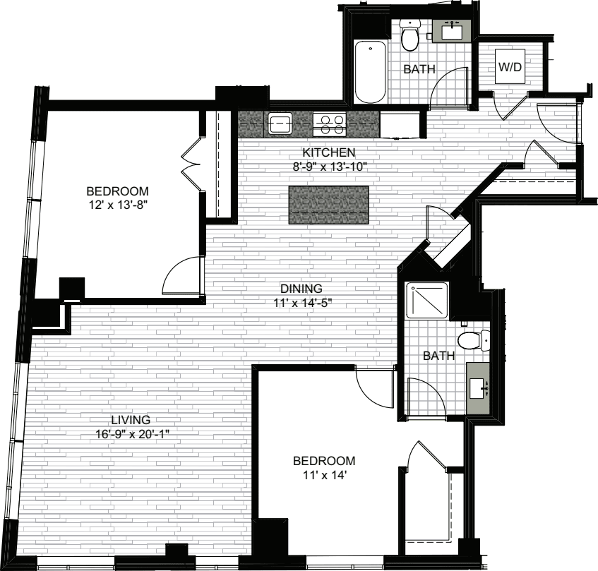 2 Bedrooms W floorplan