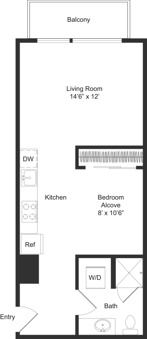 Studio + Alcove C3 floorplan