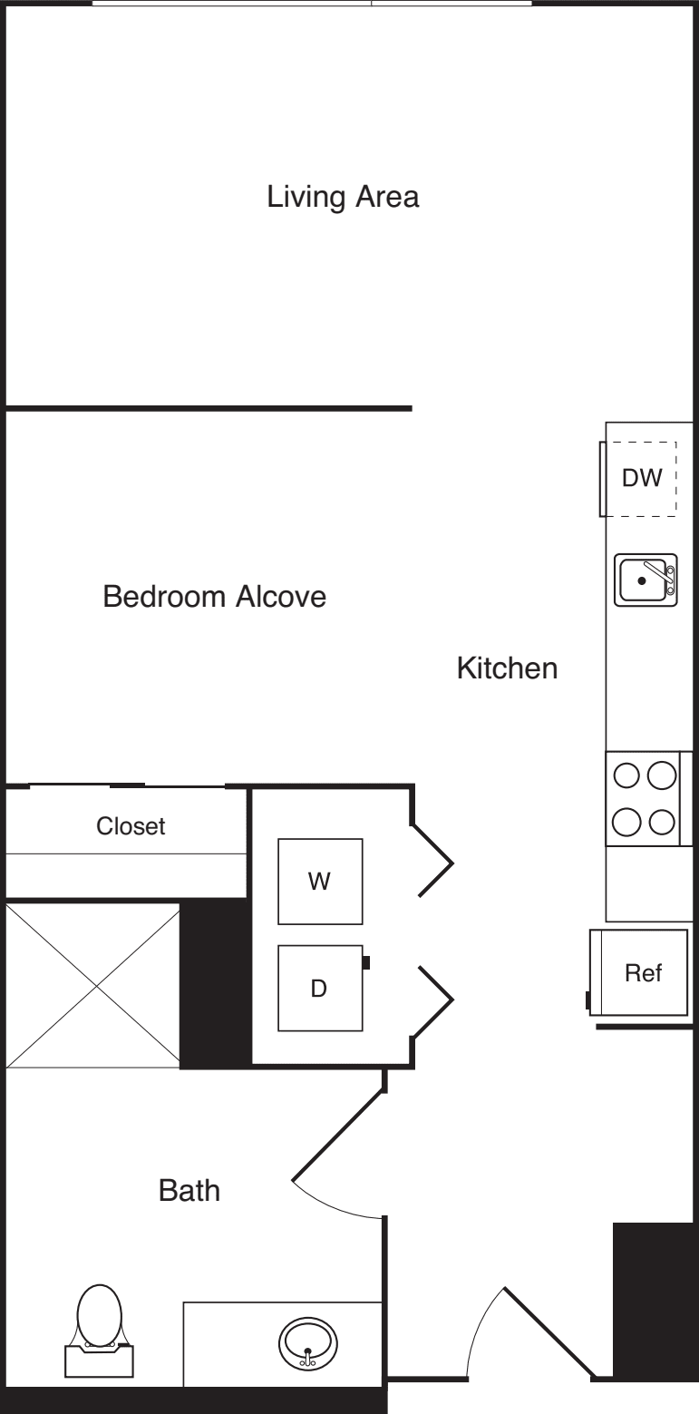 Studio + Alcove A3 floorplan