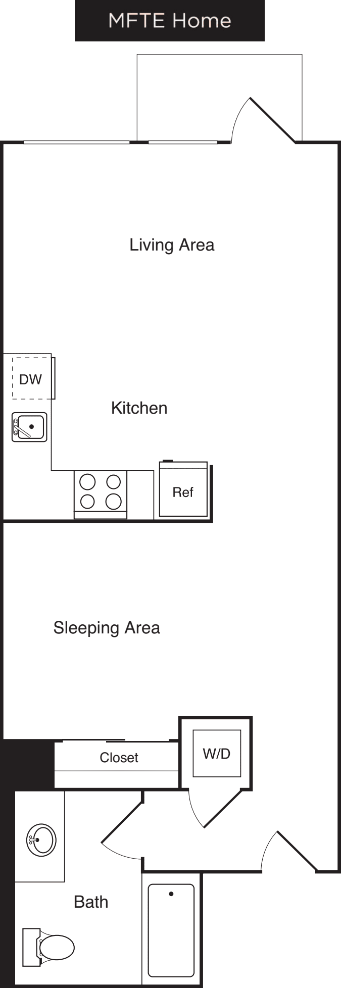 Open 1 Bedroom  B2 MFTE floorplan