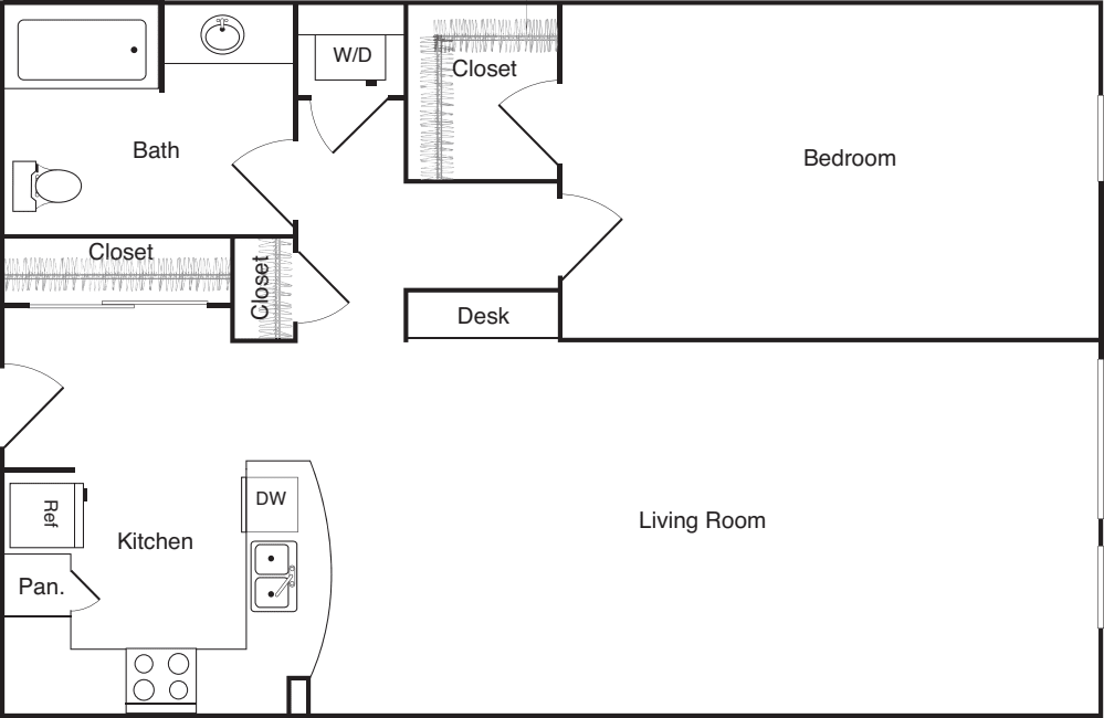 One Bedroom - F floorplan
