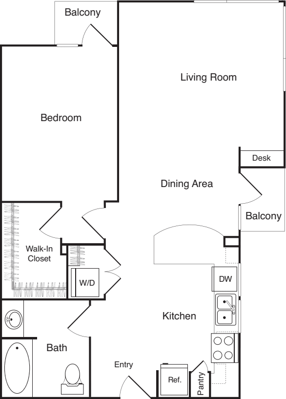 One Bedroom - H floorplan