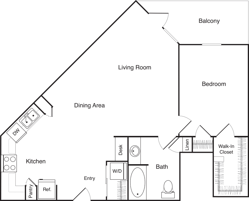One Bedroom - N floorplan