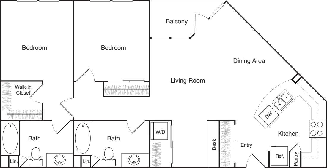 Two Bedroom - E floorplan