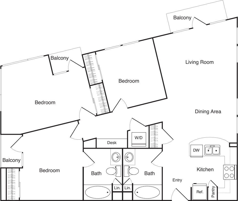Three Bedroom - D floorplan