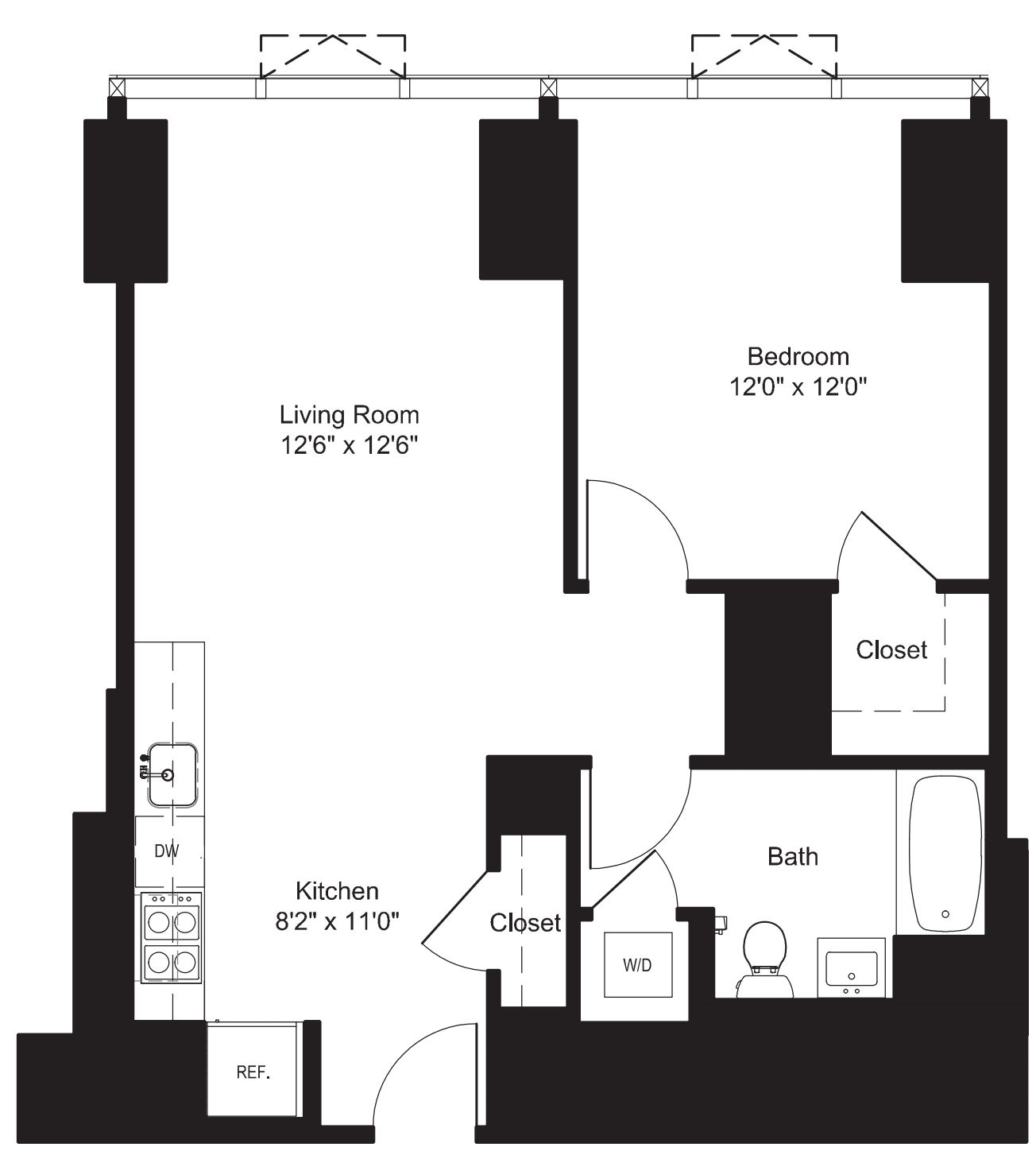 One Bedroom J 3-6, I 7-19