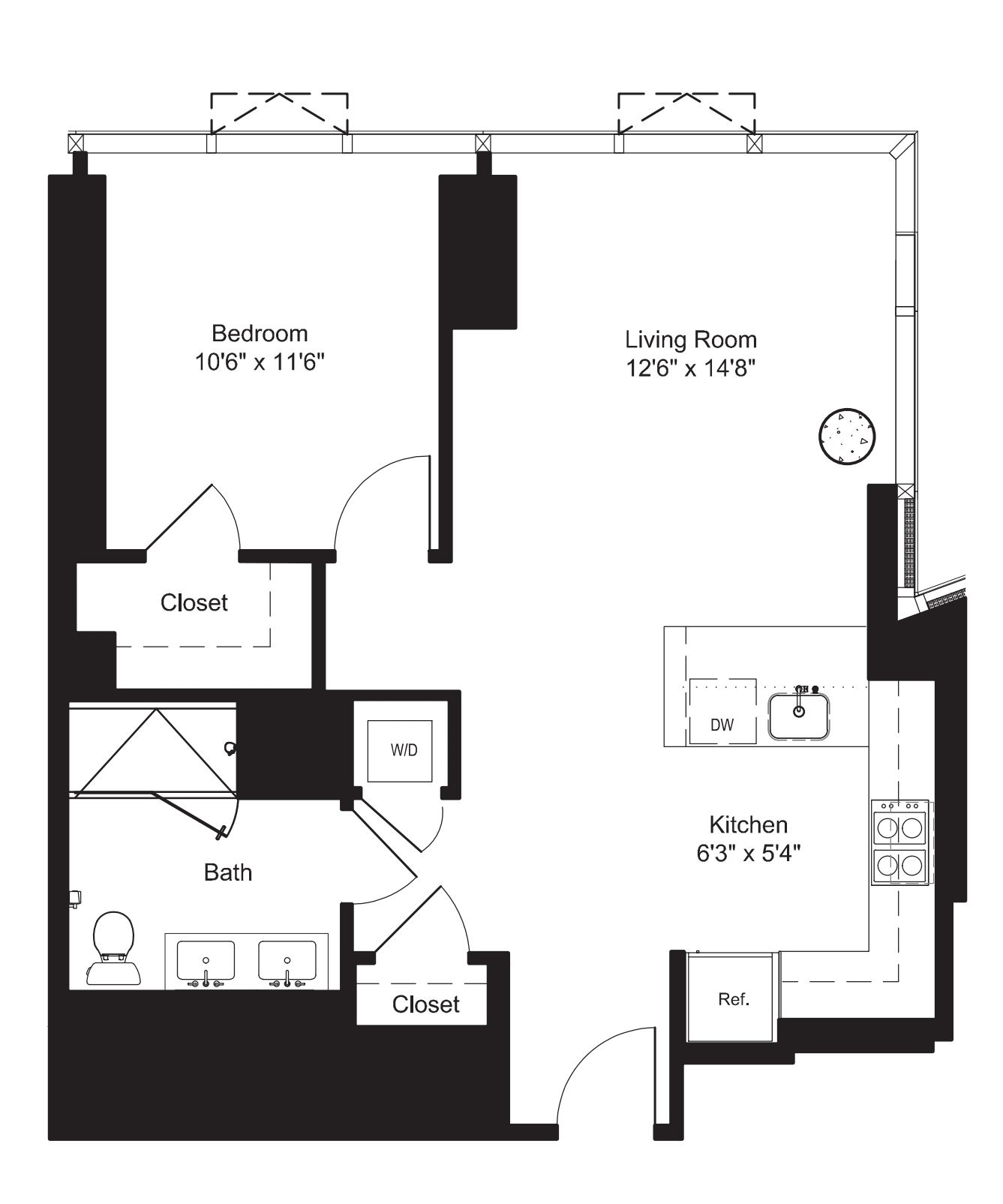 One Bedroom G 20 floorplan