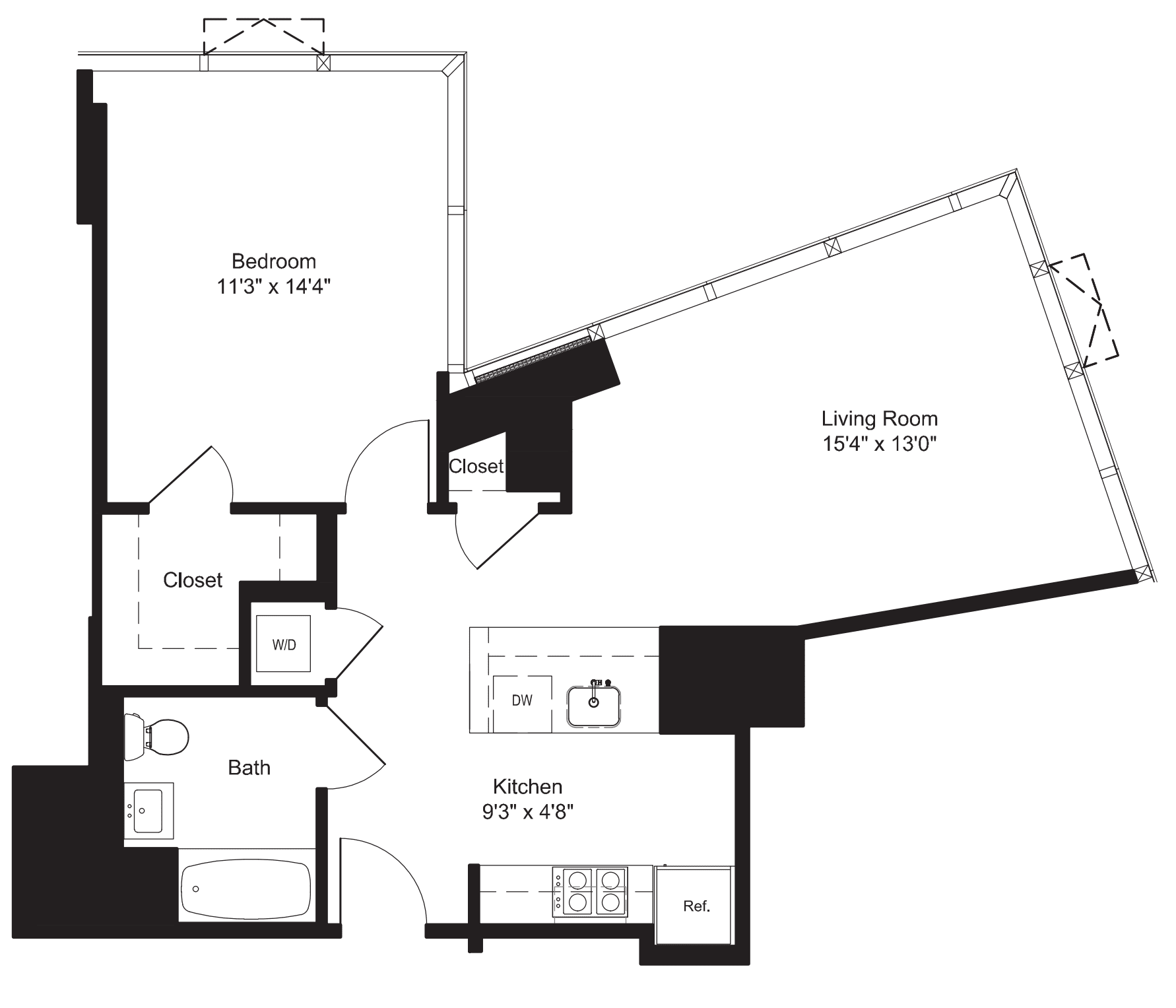 One Bedroom- H 7-10, 17-19 floorplan