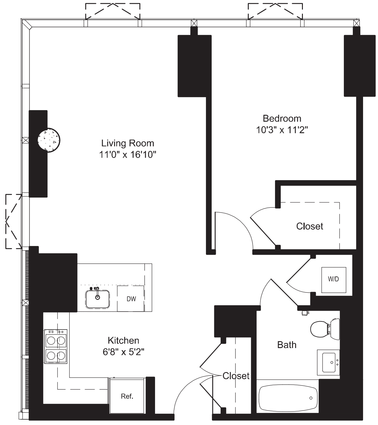 One Bedroom K 3-6, J 7-19