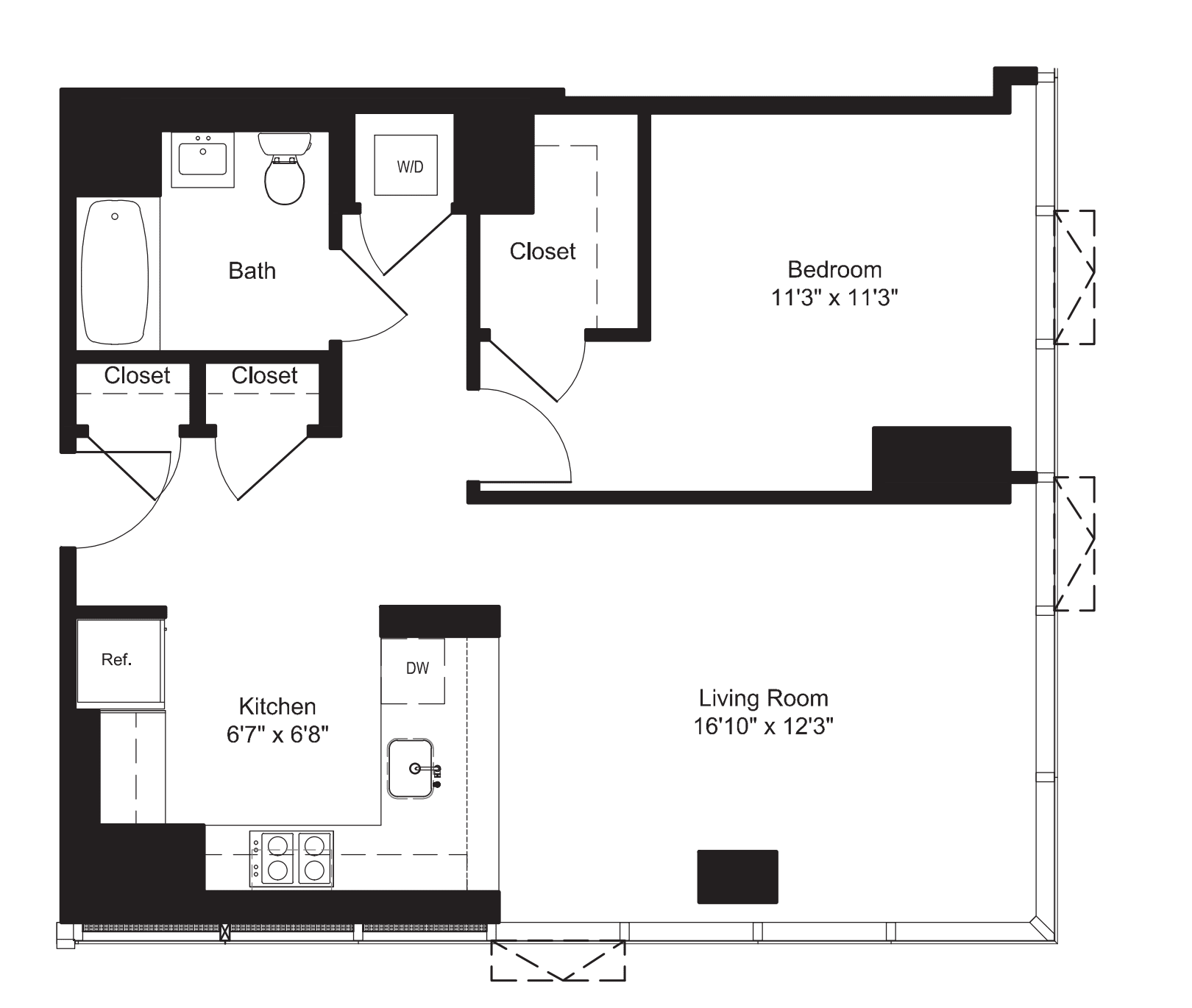 One Bedroom E 2-19