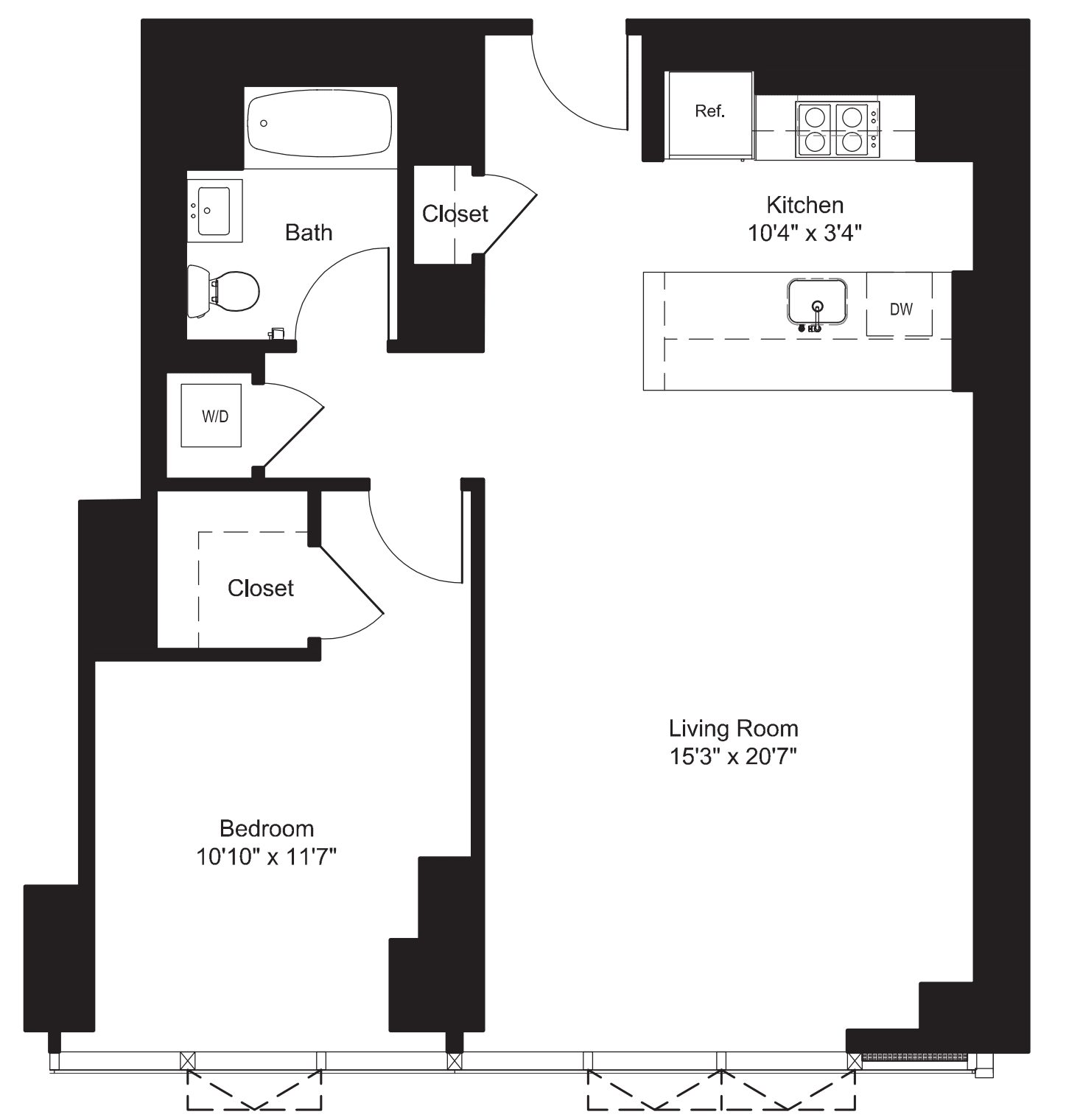 One Bedroom M 7-19 floorplan