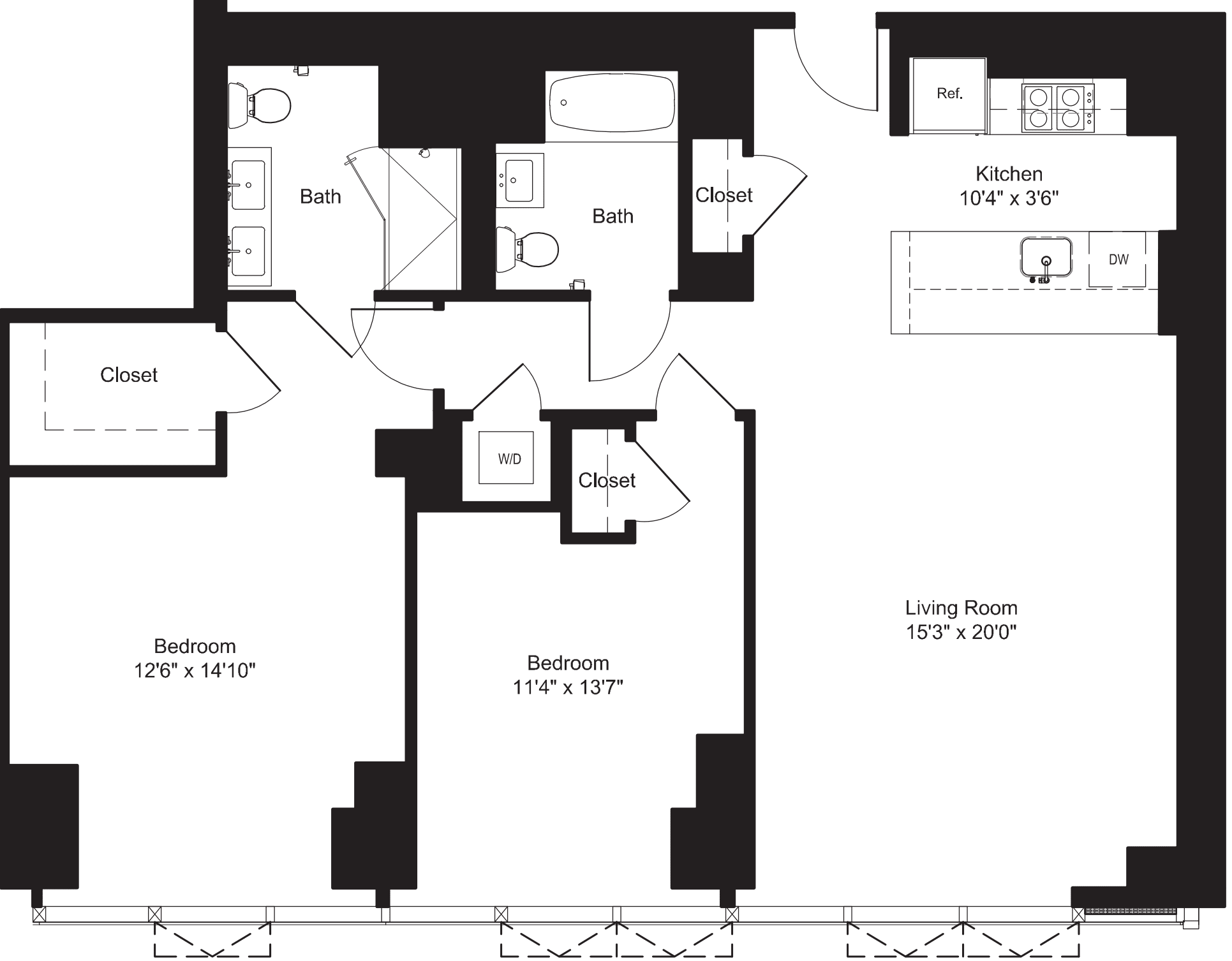 Two Bedroom J 20, I 21-22 floorplan