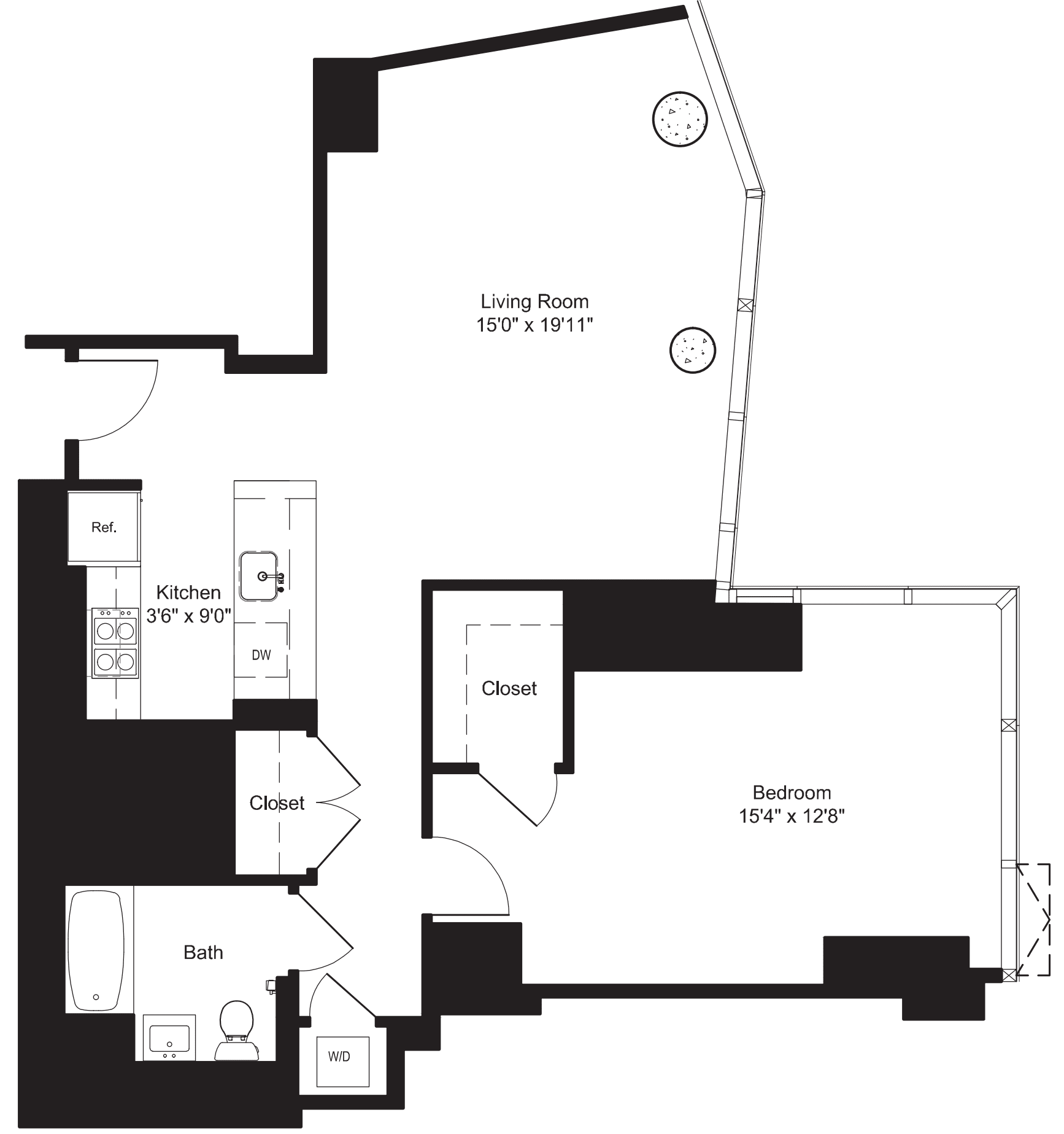 One Bedroom G 8-17 floorplan