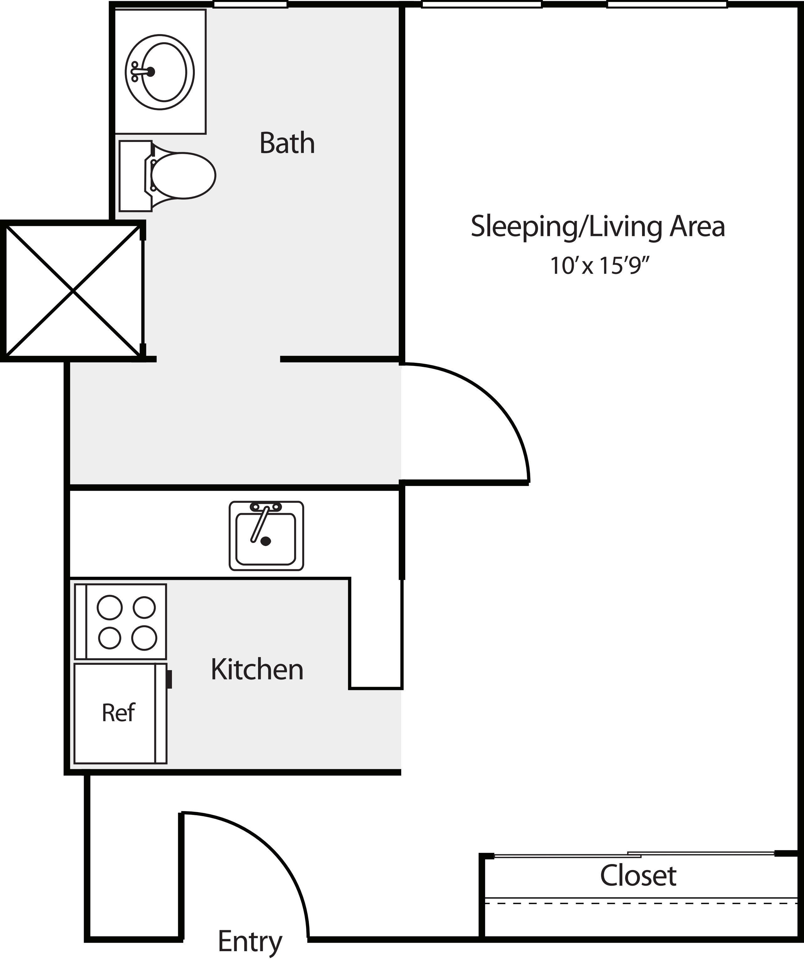 Studio E Rehabbed floorplan