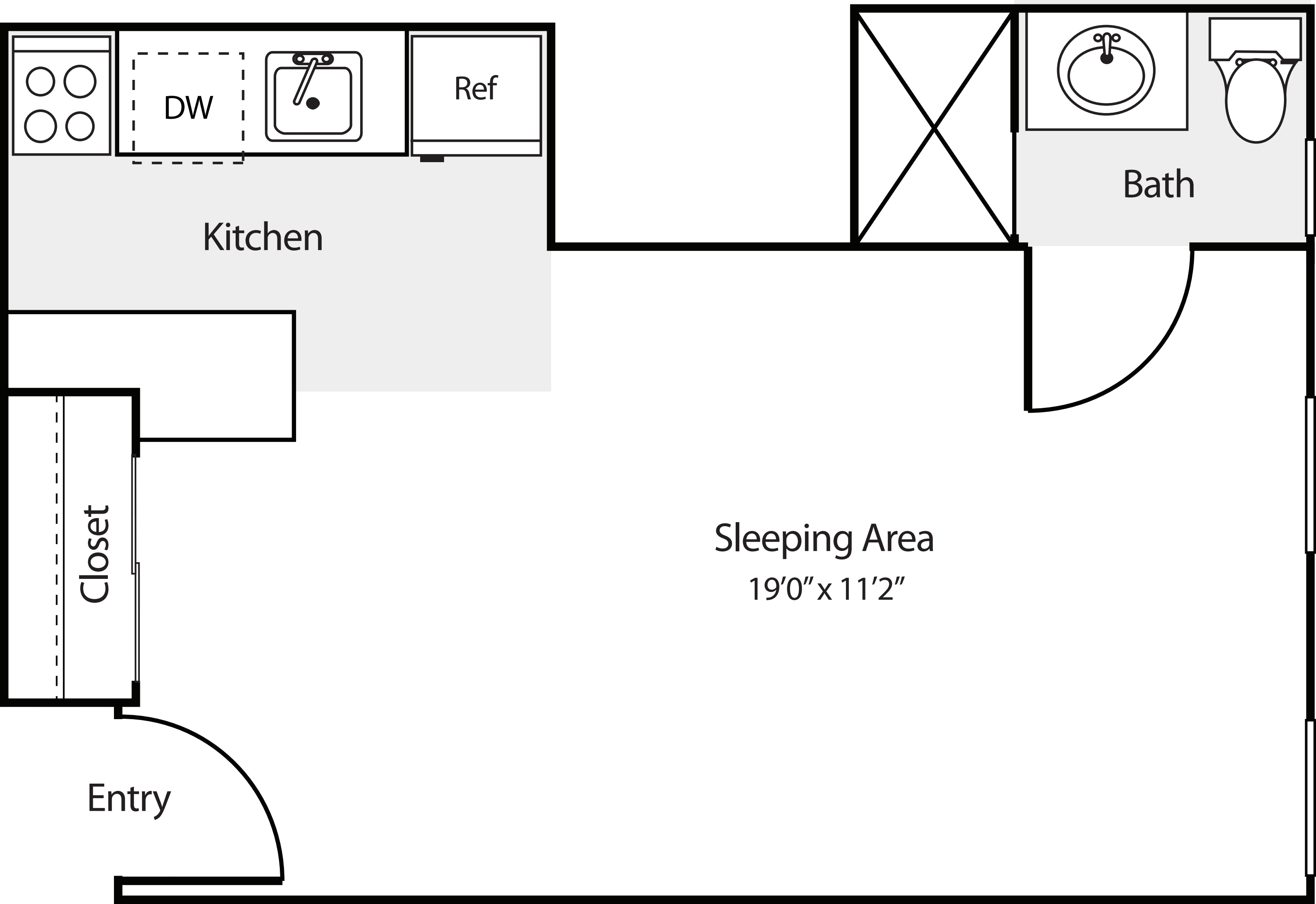 Studio A NoBed floorplan