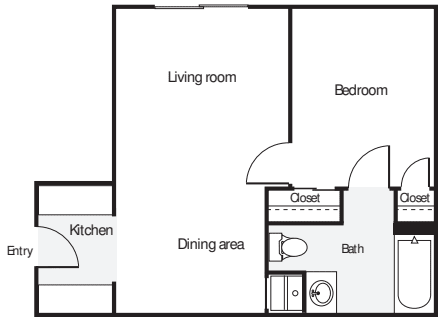1 Bedroom F floorplan
