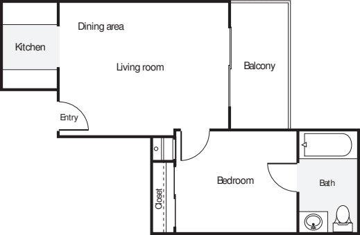 1 Bedroom P floorplan