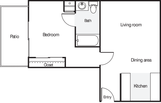 1 Bedroom W floorplan